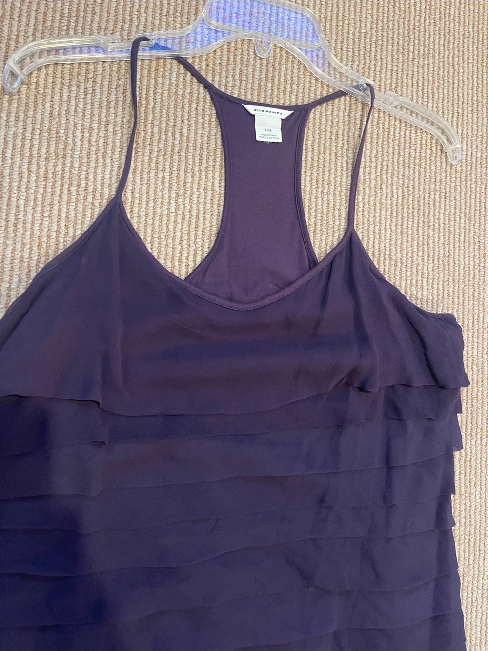 Tiered Ruffle Racerback Tank Top - Plum - Picture 2 of 8